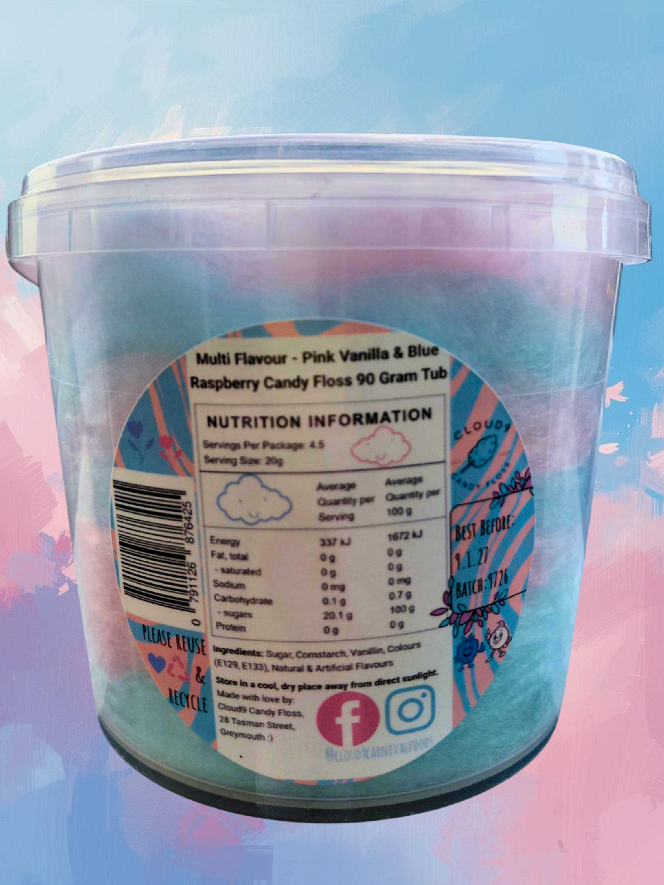 Pink Vanilla & Blue Raspberry Multi Flavoured Tub