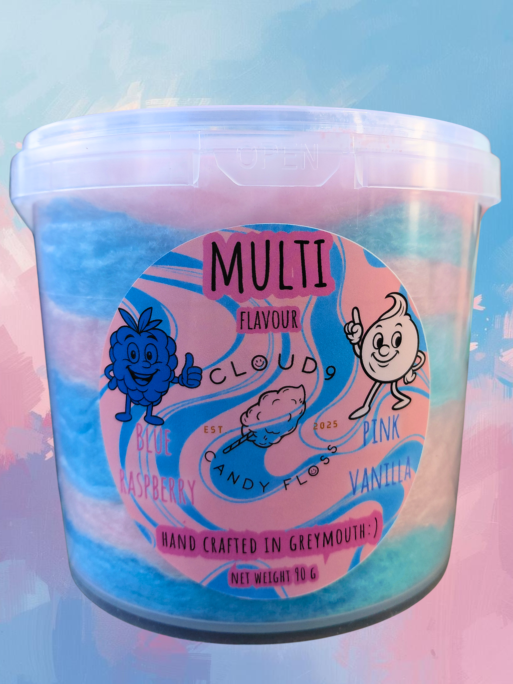 Pink Vanilla & Blue Raspberry Multi Flavoured Tub